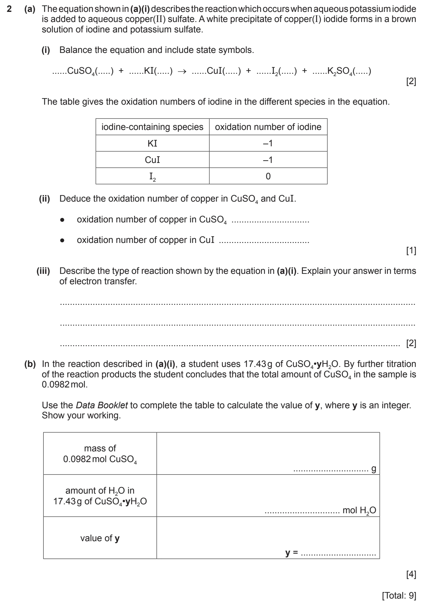 9701/21/M/J/20 question 2